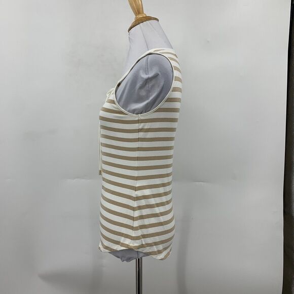 White House Black Market Tank Top Women 2XS XXS Striped Crew Neck Lace Up Front - Picture 4 of 13